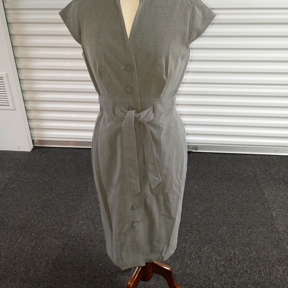 Calvin Klein Classic Grey Tie-Waist Sheath Dress